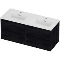 Proline tribute badmeubelset porselein elegant in kader 120x46x54 cm glans wit black oak