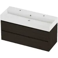 Proline Zara Badmeubelset Porselein Loft 2 Kraangaten Greeploos 120x46x65 cm Glans Wit Mokka Oak