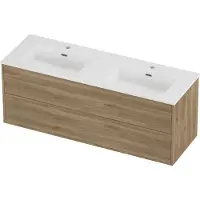 Proline tribute badmeubelset porselein elegant 2 laden 140x46x54 cm mat white cider oak