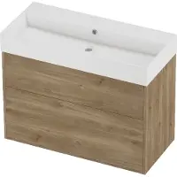 Proline Zara Badmeubelset Porselein Loft 2 Laden 100x46x78 cm Glans Wit Cider Oak