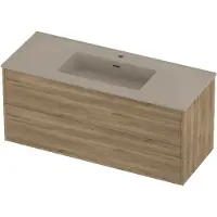 Proline tribute badmeubelset porselein elegant 1 kraangat 120x46x54 cm mat crème cotton cider oak
