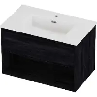 Proline Tribute Badmeubelset Porselein Elegant Met Schap 80x46x54 cm Glans Wit Black Oak