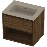 Proline Tribute Badmeubelset Porselein Elegant Met Schap 60x46x54 cm Mat Crème Cotton Cabana Oak