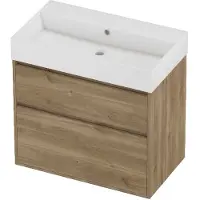 Proline Zara Badmeubelset Porselein Loft Zonder Kraangat Greeploos 80x46x78 cm Glans Wit Cider Oak