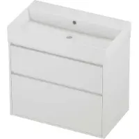 Proline Zara Badmeubelset Porselein Loft Zonder Kraangat Greeploos 80x46x78 cm Glans Wit Mat White