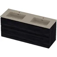 Proline Tribute Badmeubelset Porselein Elegant Dubbel 140x46x62 cm Mat Crème Cotton Black Oak