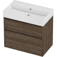 Proline Zara Badmeubelset Porselein Loft Zonder Kraangat Greeploos 80x46x78 cm Glans Wit Vital Oak