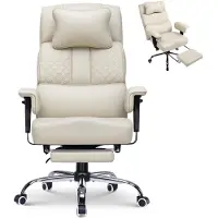 GTPLAYER - Gaming Stoel - Verstelbare Hoofdsteun en Lendensteun 180kg - Beige