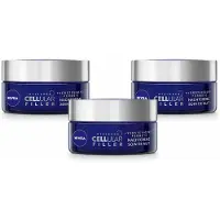 Nivea 3 x - Nachtcrème - CELLular Expert Filler Anti-Veroudering - Voor alle huidtypes - Met Hyaluronzuur & Foliumzuur - Anti-Rimpel & Hydraterend - 50 ml - Voordeelverpakking - 3 stuks