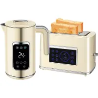 HOMCOM Waterkoker en broodrooster set met 6 bruiningsstanden, geheugenfunctie, kleur: crème