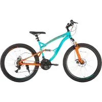 Happiq Volledig geveerde mountainbike 66 cm – Voor heren en dames voor recreatief en sportief gebruik op terrein – Met 21 versnellingen en dubbele schijfremmen – Blauw aluminium frame