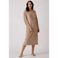 Damart - Thermolactyl nachthemd van tricot met reliëf - Dames - Beige - 38-40 (S)