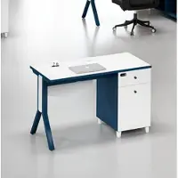 AEA Wit-blauw bureau, design bureau met lades, luxueuze houten tafel
