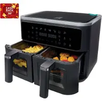 Fritel Airfryer SnackTastic 8480 DUO - Dubbele Airfryer - 2x 4,5 L - 2x 1350 g - 2400 W - 8 Programma’s - Voor 2 tot 9 Personen - Digitaal Touchscreen - Kijkvenster - PFAS-vrij