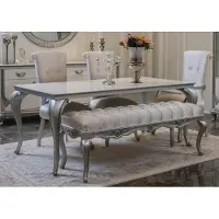 AEA Esstisch Stuhl Hocker Luxus Esszimmer Garnitur Tische Set Holz Tisch 6tlg. Sets