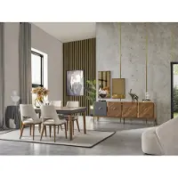 AEA Garnitur Essgruppe Esszimmer Esstisch Luxus Stühle Essecke 6tlg Braun