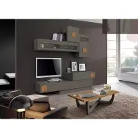 AEA Wohnwand Schrank TV-Schrank Set Wohnmöbel Praktisch Wohnzimmer grau