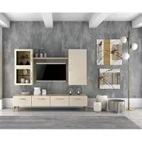 AEA Wohnwand Schrank tv Schrank Set Wohnmöbel Praktisch Wohnzimmer beige