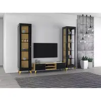 AEA Tv Ständer 2х Vitrine Wohnwand Luxus Set 3tlg. Wohnzimmer Holz 3tlg.