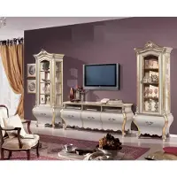 AEA Klassische Wohnzimmer Wohnwand Schränke Vitrine Luxus Set Holzmöbel 3tlg