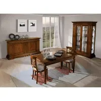 AEA Garnitur Set 7tlg. Esszimmer Esstisch 4x Stühle Vitrine Luxus Holz Möbel
