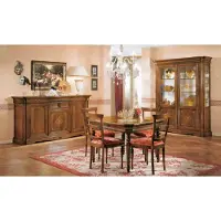AEA Esstisch 4x Stühle Esszimmer Garnitur 7 tlg. Set Tisch Stuhl Vitrine Holz