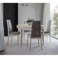 AEA Esstisch Garnitur Gruppe Esszimmer Tisch Set 4x Stühle Holz 5tlg Beige