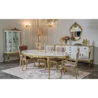 AEA Design Esszimmer Set 8tlg Esstisch Stuhl Kommode Vitrine Spiegel Ess Tische Holz