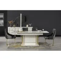 AEA Esstisch Moderner Tisch Holz Esszimmer Garnitur 4x Stuhl Set Stühle 5 tlg. Set