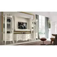 AEA Klassische Stil Weiß Wohnwand Lowboard 2x Vitrine TV-Rahmen Gruppe