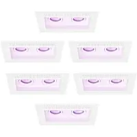LEDVION – 6x Trimless Smart LED Inbouwspot Dubbelarmatuur 130x130mm – Wit – Dimbaar – Kantelbaar – GU10 – RGB+CCT – 4.9W – IP20