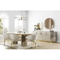 AEA Esszimmer Set 10tlg. Garnitur Luxus Tisch 6x Stuhl Anrichte Spiegel Möbel Holz