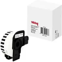 Viking Etiketteertape Compatibel Brother DK-22210 5BR22210 Klevend Zwart op Wit 85 mm Thermisch