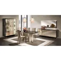 AEA Das dekorative Esszimmer Set 8 tlg (Esstisch+4x Stühle+Vitrine+Konsole+Spiegel)