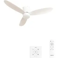 Create - 40W stille plafondventilator Ø132 cm - Wit - Met licht - Controller voor wandmontage + afstandsbediening - WIND LITE