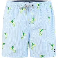 Happy Shorts Heren zwemshort mojito print/lichtblauw gestreept