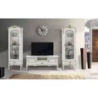 AEA Set 3tlg. Wohnwand TV-Ständer 2x Vitrine Italienische Stil Möbel Weiß