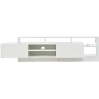 STILVORA TV-kast voor televisies tot 70 inch, TV-standaard gemaakt van hoogwaardig spaanplaat, open opbergruimte met LED-verlichting, hoogglanzend design