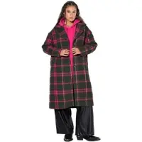 Studio Untold - Dames - Geruite mantel oversized reverskraag lange mouwen - Donkerolijf - Maat 54+