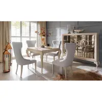 AEA Luxus Esszimmer Esstisch Stuhl Essgruppe Essecke Stühle Luxus Weiß Set 5tlg