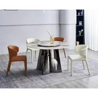 AEA Designer Rundtisch Luxus 4x Lederstühle Esszimmergruppe Moderne Möbel