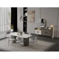 AEA Elegantes Esszimmer-Set aus Holz und Textil in Beige