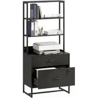 HOMCOM Archiefkast-Spaanplaat, metaal-70L x 40B x 157H cm-Zwart