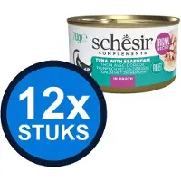 Schesir 12x - Complementary - Kattenvoer - Bouillon in blik - Tonijn & Zeebrasem - 70g