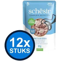 Schesir 12x Complete&Balanced kat pouch gelei tonijn&zeebaars 85gr