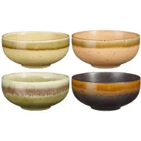 Mica Decorations Kommen Set 4 Stuks - Schaaltjes Set van Steengoed - Ontbijtkommen, Dessertkommen en Snackkommen - Ø11 x 5,5 cm - Aardetinten