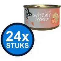 Schesir 24x Silver Senior Bouillon - Kip - Kattenvoer Natvoer - 70g