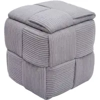 MCW Poef -Q47, zitpoef, ottomane, gestoffeerde poef, met deksel en opbergruimte, stof van corduroy (260 g/m²), 43 x 40 x 40 cm ~ donkergrijs