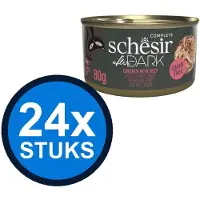 Schesir 24x After Dark - Kip & Rund in Bouillon - Kattenvoer Natvoer - 80g