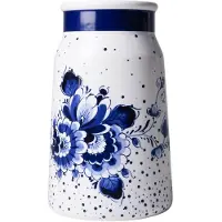 Heinen Delfts Blauw - Melkbusvaas Blauwe Stip - Klein - Keramiek - 20,5 cm